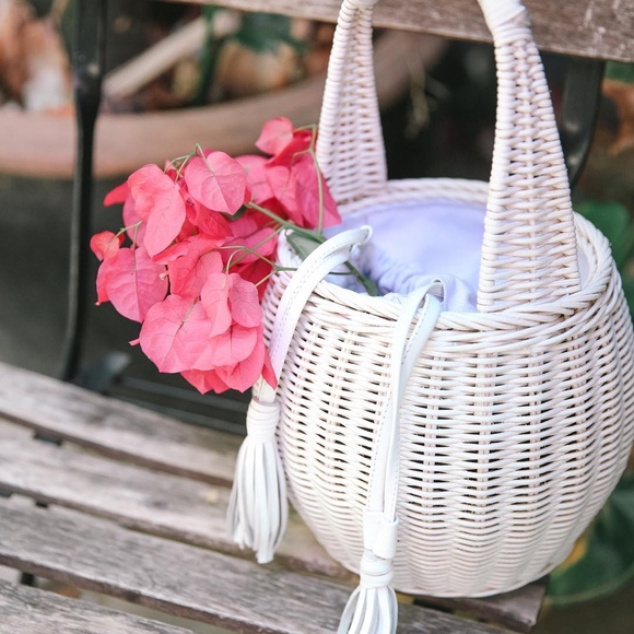 Cleobella Handbags - Cleobella Purse Daria Wicker Basket Bag White NEW